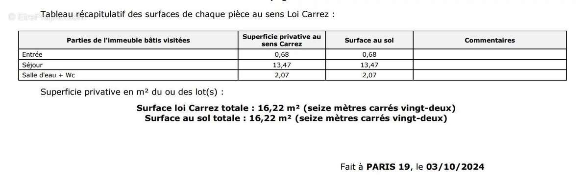 Appartement à PARIS-19E