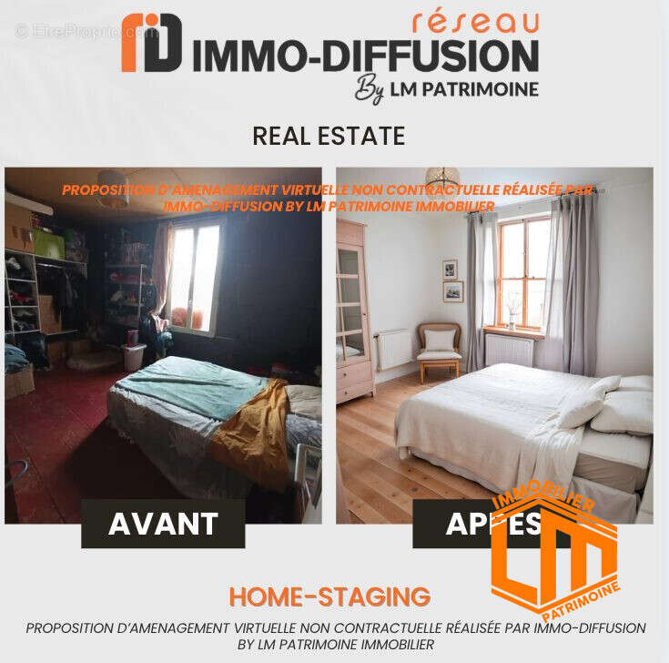 Chambre avant/après - Appartement à SAINT-THIBERY